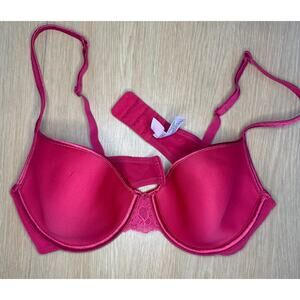 Victoria Secret VS Angels Bra Unlined Demi 36C Pink Mauve Lace center underwire